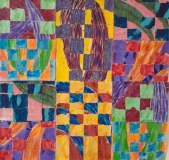 Tissage recomposé mots croisés 2024 55,5 x 53,5 cm